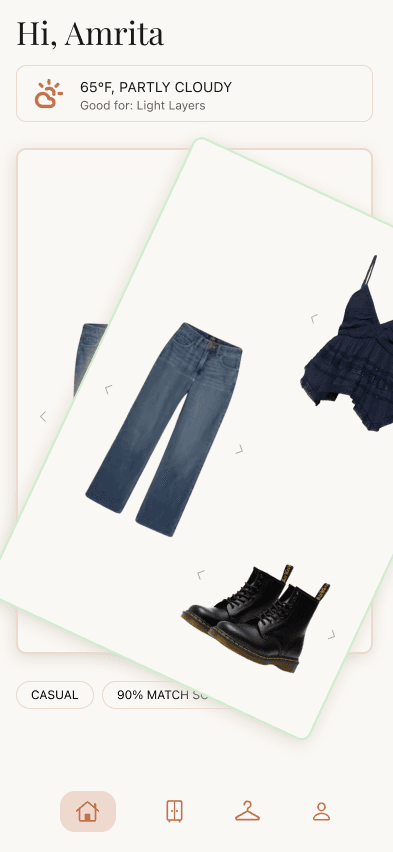 Wardrobe home screen