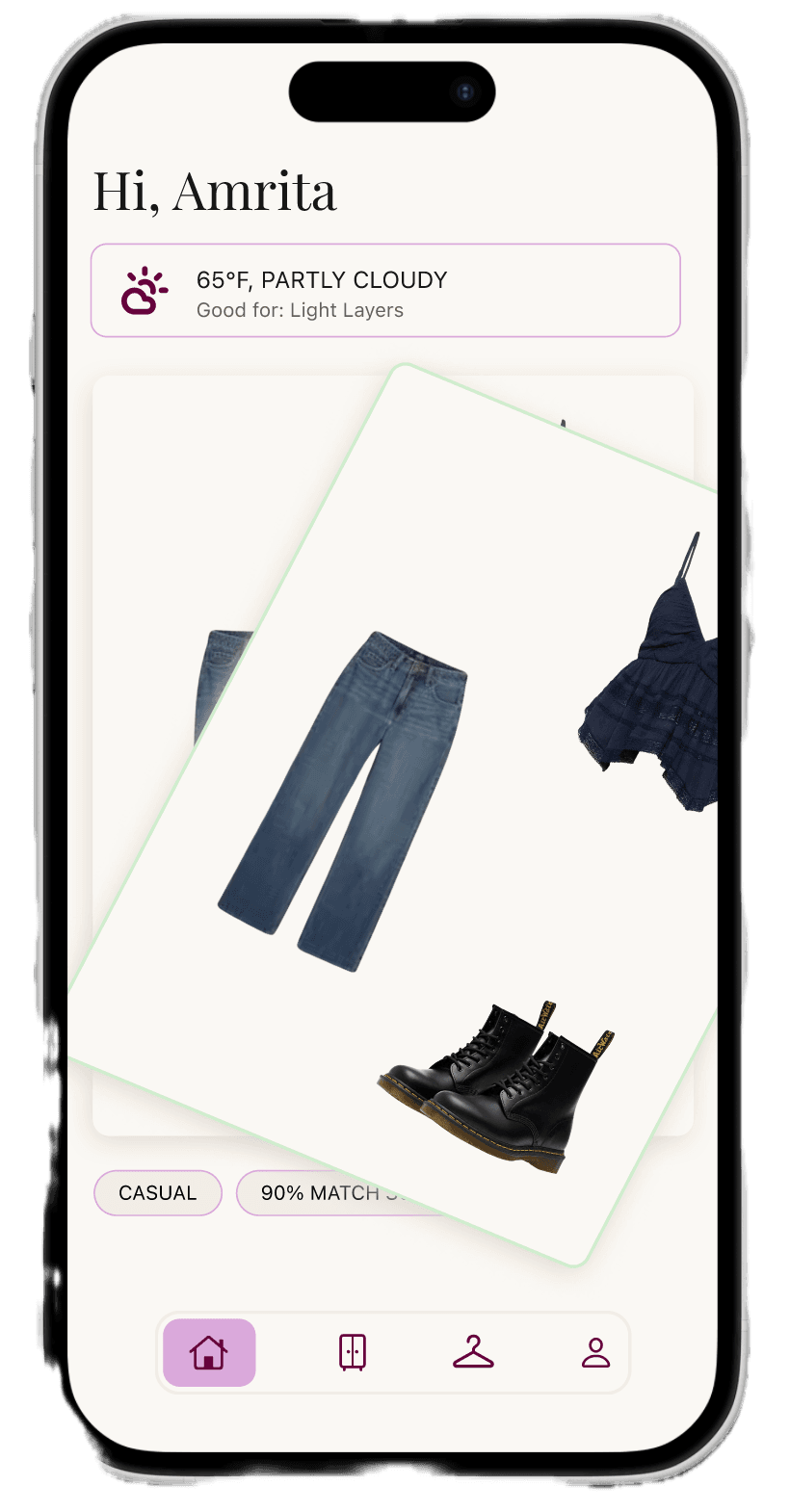 Wardrobe home screen