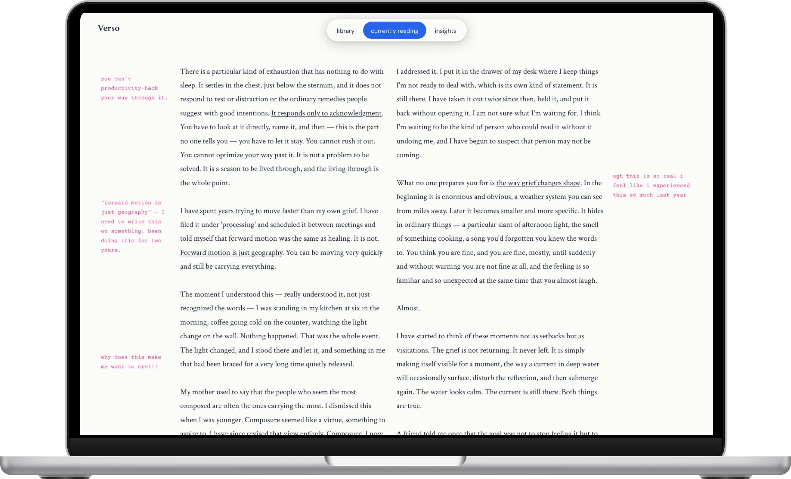 Verso reading app mockup