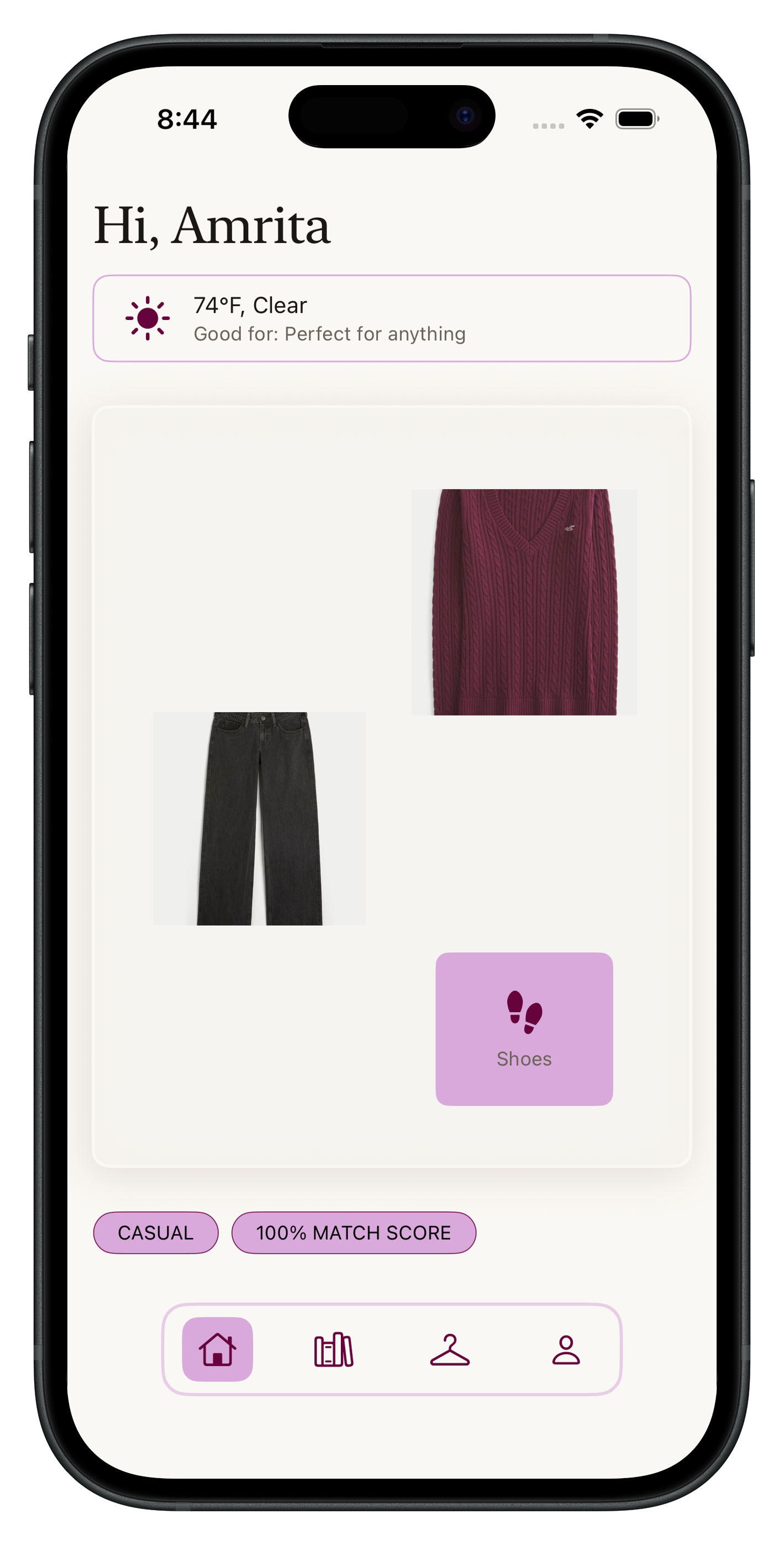 Wardrobe iOS app mockup